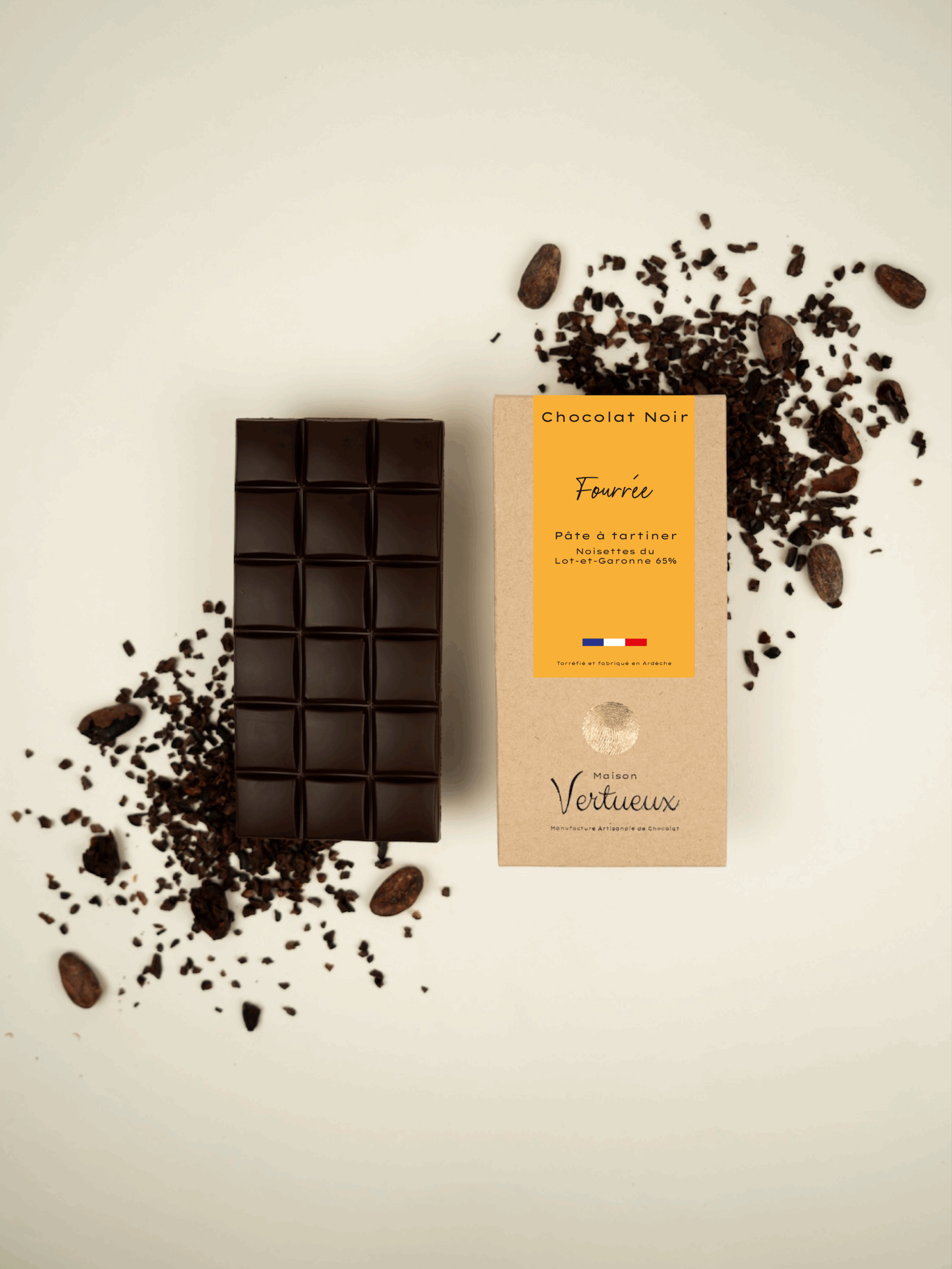 Fourrée pâte à tartiner cacao-noisettes 65%